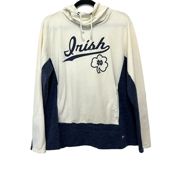 Under Armour University of Notre Dame Irish White & Navy Blue Hoodie Sweatshirt - Picture 1 of 6